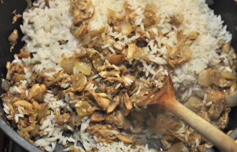Фаршированная курица с шампиньонами 